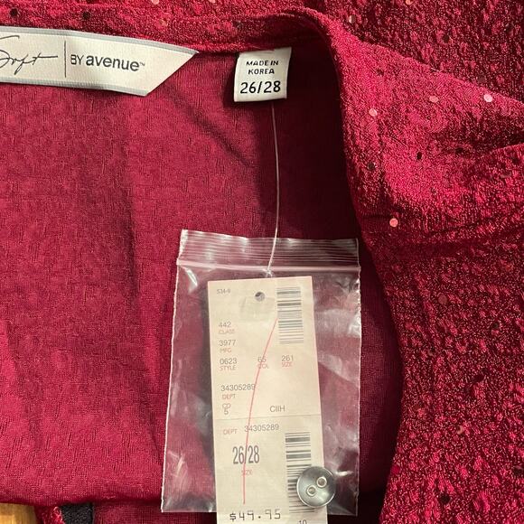 Soft By‎ Avenue Cardigan Red Single Button Sequins Shimmer Long Sleeve Sz 26/28 - Picture 4 of 9